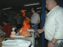 Jean-louis entrain de flamber lomelette vsuvienne (glace meringue en forme de volcan napolitain)